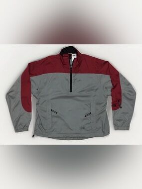 The North Face Windbreaker Gray and Burgundy Half-Zip Pullover Jacket